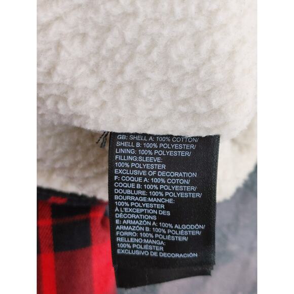 The North Face Sherpa Lined Flannel Shirt Jacket Button Up Plaid Red Mens Small - Picture 4 of 6